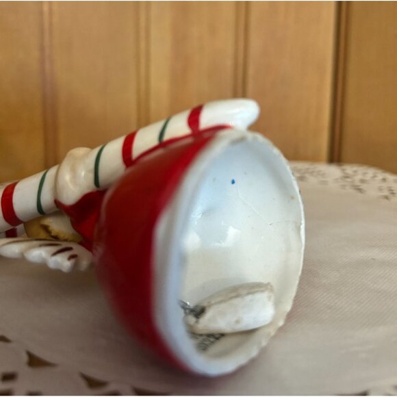 Vintage Napco Christmas Figurine Ceramic Angel Bell Candy Cane Girl - Picture 7 of 10